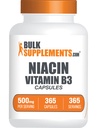 BulkSuplements.com Cápsulas de Niacin - Suplemento de Niacin, Vitamina B3 - Glúten Grátis, 1 Cápsula por Serviço, 365 Cápsulas (Pacote de 1)