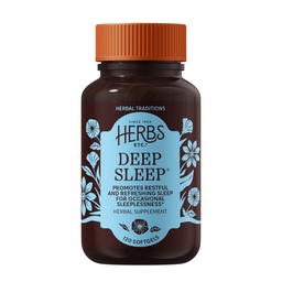 Herbs Etc. Deep Sleep Softgels - Herbal Sleep Support Supplement - Rest & Calming Support with Passionflower, Camomila & Lemon Balm - 120 Softgels (120 Servings)