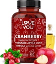 Love You Cranberry 60:1 Extract + Organic Apple Cider Vinagre – Max Força 36,200 mg Equivalente – 120 Cápsulas Vegan – Trato urinário & Suporte digestivo