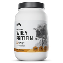 Níveis de proteína de whey alimentado de grama em pó, sem artificiais, 24G de proteína, baunilha canela, 2LB