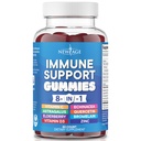 NOVO IDADE 8 em 1 Suplemento de reforço de suporte imunológico com Elderberry, Vitamina C e Zinc 50mg, Vitamina D 5000 UI, Quercetina e Bromelaína (8 em 1 chicletes (Pacote de 1))
