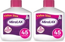 MiraLAX suave alívio da constipação pó laxante, amolecedor de fezes com PEG 3350, funciona naturalmente com água em seu corpo, sem efeitos colaterais duros, laxante osmótico, 1 médico recomendado (Pacote de 2)