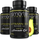 (3 Pack) Vitamina D3 5000 UI mais inteligente em óleo de abacate 125mcg 270 Mini Softgels