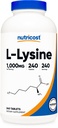 Nutricost L-Lysine 1000mg, 240 Comprimidos - Gluten Free, Non-GMO, e Vegetarian Friendly