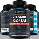 K2 D3 Suplemento de Vitamina 5000 Iu - para ossos mais saudáveis, sangue, coração e melhor imunidade - Absorção de cálcio melhorada com bioperina - 100% natural e livre de alergénio - vitamina D3 K2 Mk7 5000 Iu