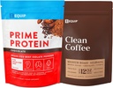 Equip alimentos Prime Protein Pó Chocolate e ouro padrão de café limpo