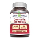 Fórmulas surpreendentes Quercetin 800mg com Bromelain 165mg, 120 Cápsulas Veggie Supplement □ Não-GMO □ Gluten Free □ Made in USA