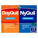 Vicks DayQuil & NyQuil Co-Pack, Cold & Flu Medicine, poderoso multi-sintomas Dia & Nighttime alívio para dor de cabeça, febre, garganta dolorida, dores menores, & tosse, 72ct