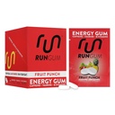 RUN GUM Fruit Punch Energia Mascar chiclete 50mg Taurina de cafeína & B-Vitaminas por peça, 24 Peças (Pacote de 12) Livre de Açúcar, Zero Caloria, Sem Aspartame, e Gluten Free, 1 ea