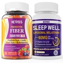 NEVISS Prebiótico Fibra 7G Gummies para Adultos + Melatonina 60mg para Adultos Bundle