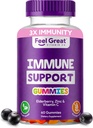 Sentir grandes chicletes de suporte de imunidade com Elderberry, zinco e vitamina C, Sambucus Nigra Suplemento, 60 chicletes