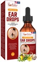 Óleo Orgânico de Orelha para Infecções de Orelha - Eardrops Natural para Prevenção de Infecção, Remoção de Orelha e Cera de Nadador - Crianças, Adultos, Bebê, Dog Earache Remedy - com Mullein, Alho, Calendula, Made in USA