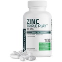 Bronson Zinc Triplo Play 30 mg Tripla cobertura Suporte imunológico com acetato de zinco, Picolinato e Orotato - Imune, Antioxidante e suporte de saúde da pele - 100 cápsulas vegetarianas