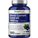 NusaPure Black Grorant Seed Oil 1605 mg Ácido gama linoleico (GLA) 15% 180 Softgels (Não-GMO, sem soja)
