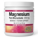 Fatores naturais Bisglicinato de magnésio em pó - Suplemento de suporte de saúde de corpo inteiro - Suplemento de magnésio natural suporta força óssea e saúde - 5.1 oz (50 Servões)