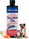 Life Line Wild Alaskan Salmon Oil Omega-3 Suplemento para cães e gatos DHA & EPA para pele saudável, casaco, cérebro e coração – 26 onças