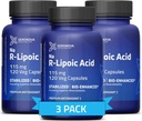 Geronova Research Ácido R-Lipoico Bio-Avançado, 115 mg Cápsulas - 12 Mês de Abastecimento - Ácido Alfa Lipoico Estabilizado com Absorção Enhanced - R Suplemento de Ácido Lipoico - 360 Contagem