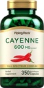 Piping Rock Cayenne Pepper Cápsulas de 600mg Contagem de 350