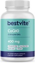 BESTVITE Coenzyme CoQ10 400mg (120 Cápsulas vegetarianas) Naturalmente fermentado - Sem estearatos - Vegan - Sem glúten - Não OGM