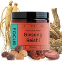 Gummies Focus com Ginseng americano, Extrato de Ginseng & Reishi Panax coreano - Ajuda a apoiar energia e humor, Vegan, Baixo açúcar, 60 Gummies, Abacaxi, Loquat & Strawberry Flavor