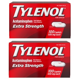 Tylenol Extra força dor alívio e febre redutor Caplets, 500 mg acetaminofeno, analgésicos pílulas para dor de cabeça, dor nas costas, dor de dente e artrite menor alívio da dor, 200 contagem