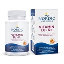 Naturals nórdicos Vitamina D3 + K2, sabor laranja - 60 géis macios - Suporte sinérgico para os ossos, função imunitária e equilíbrio de cálcio - Não-GMO - 60 serviços