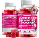 Quercetin Gummies - 2500MG com Bromelain, L-Theanina & Zinc Vegan Immune suplemento de apoio para crianças e adultos - Alergia alívio & saúde pulmonar