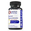 Quantum Nutrition Labs Vitamina D3 e K2 Suplemento - Apoio à saúde óssea e cardíaca para mulheres e homens, 5000 UI, Vitaminas Vegan, Permite Absorção de cálcio, Sem glúten - 30 Cápsulas baseadas em plantas