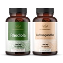 HERBAMA Rhodiola Rosea e Ashwagandha Kit - Pacote de 1000 mg Rhodiola Rosea Cápsulas & 1500 mg Ashwagandha Root Cápsulas - Vegan, Não-GMO, Gelatin-Free - 2 Pack