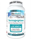 Bio Absorb Serrapeptase Enzima, alta potência 120000 unidades (SPU), suprimento de 200 dias, cápsulas vegetarianas de liberação tardia (DRcaps) para Absorção Máxima