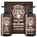Viking Revolution Beard Wash and Beard Conditioner para homens com óleo de Argan e óleo de Jojoba - Beard Softener and Fortalecer Beard Care Shampoo and Conditioner with Beard Oil (17oz, Majestic Oud)