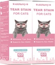 2 Pacotes Suplemento de Manchas Teares para Gato - Prevenir e eliminar gatos Manchas Tear - 60ML Cat Tear Stain Remover Drops for Eye Health, Imune System - with Cranberry, Marshmallow & Vitaminas - Salmon
