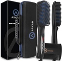 Arkam Barba Straightener para homens - Kit de escova de barba aquecida premium w / Anti-Scald Característica, dupla ação cabelo pente e dura Shell caso de viagem para barbas médias a longas - traje e grooming presentes para homens