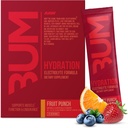 Eletrólitos RAW em pó Hydration Drink Mix Packets, BUM Hydrate (Fruit Punch, 20 Servings) - Eletrolítico Hydration Packets Suporta Função muscular e resistência - Keto Free Electrolytes Powder Packets