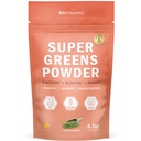 BioSchwartz Verdes Pó Super Verdes com Probióticos, Prebióticos, Enzimas Digestivas e 43 Superalimentos Verdes - Clorofila, Mirtilo, chlorela, espirulina - Gostos surpreendentes - 30 Servings