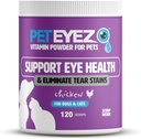 Pet Eyez Vitamina em pó para animais de estimação - Suporta saúde ocular e reduz a formação de manchas lacrimais - 100% de alimento natural Topper para cães e gatos com superalimentos, antioxidantes e nutrientes - sabor de frango - 120 Scoops