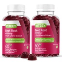 Viteey Beterraba Gummies raiz com Tart Cherry - Suplemento Beterraba para a saúde do coração, Suporte à pressão arterial - Vegan, Sem glúten - 120 Contagem