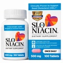 Slo-Niacin Vitamina B3 500 Mg - Niacina de liberação lenta para a saúde do coração, Impulso de energia, Pele de saúde, Níveis saudáveis de açúcar no sangue - 100 Cápsulas