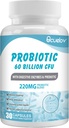 Probióticos 60 bilhões de UFC com 10 Strains & 3 Prebióticos Orgânicos,Suplemento de Probióticos para Mulheres Homens Apoio Metabolismo, Imunidade e Saúde Digestiva,Não-GMO e Glúten Grátis,30 Cápsulas