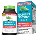 Zenwise Health 3-em-1 Womens Probiótico Suplemento para Digestive, Gut Flora & Vaginal Saúde - Probióticos & Prebióticos diários para mulheres com enzimas digestivas Suporta Bloating & gás alívio - 60 Contagem