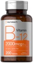 Horbäach B12 Vitamina 2000 mcg (200 comprimidos) Suplemento vegetariano (Sem OGM e sem glúten)