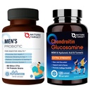 NATUREZA TARGET Probióticos para Homens com Homens Cuidado Suplemento, Glucosamina Condroitin HSH, Suplemento de suporte conjunto, Shellfish Grátis