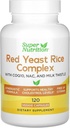 Super Nutrição Red Yeast Rice Complexo com Rice vermelho orgânico, N-Acetil Cysteine, Coenzyme Q10, e extrato de cardo de leite, 120 Cápsulas Veggie