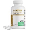 Bronson L-Lysine Força Extra 1000 MG por Comprimido Alta Potência, Suporte Imune e Suporta Síntese de Colágeno, Não-GMO, 250 Comprimidos Vegetarianos