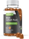 Viteey Black Cohosh Root Gummies - Relief Menopause para flashes quentes e suores noturnos - Vegan, Sem glúten, Não-GMO - 60 Contagem