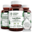Natural Nutra Soja Lecitina 1200 mg Suplemento dietético - Função cerebral, Saúde do Fígado, Hepls Saúde da Mama, Suplemento de aumento de memória - sem glúten, BPA-livre, 100 Softgels em garrafas de vidro recicláveis