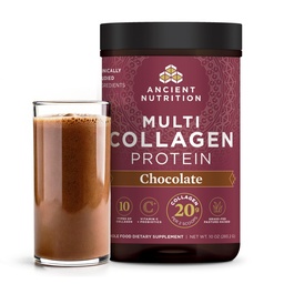 Nutrição antiga Colágeno Peptídeos Pó, Proteína de Colágeno Multi, Mulheres e Homens, Vitamina C, Probióticos, Colágeno Hidrolisado, Suporta a pele, Juntas, Gut Saúde, Chocolate, 24 Servings