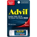 Advil Reliever de dor revestido comprimidos e redutor de febre, Ibuprofeno 200mg, 4 x 10 Contagem frasco, alívio rápido da dor, pacote de bolso