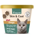 NaturVet – Skin & Coat Plus Omegas para gatos – 60 mastigação suave . Suporta pele saudável & revestimento brilhante . Melhorado com Omega-3, Omega-6 & Biotin .