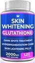 Glutationa Whitening Pills - 120 Cápsulas 2000mg Glutationa - Suplemento Eficaz de Iluminação da Pele - Dark Spots, Removedor de Cicatriz Melasma e Acne, Tratamento de Hiperpigmentação - Antioxidante Antienvelhecimento